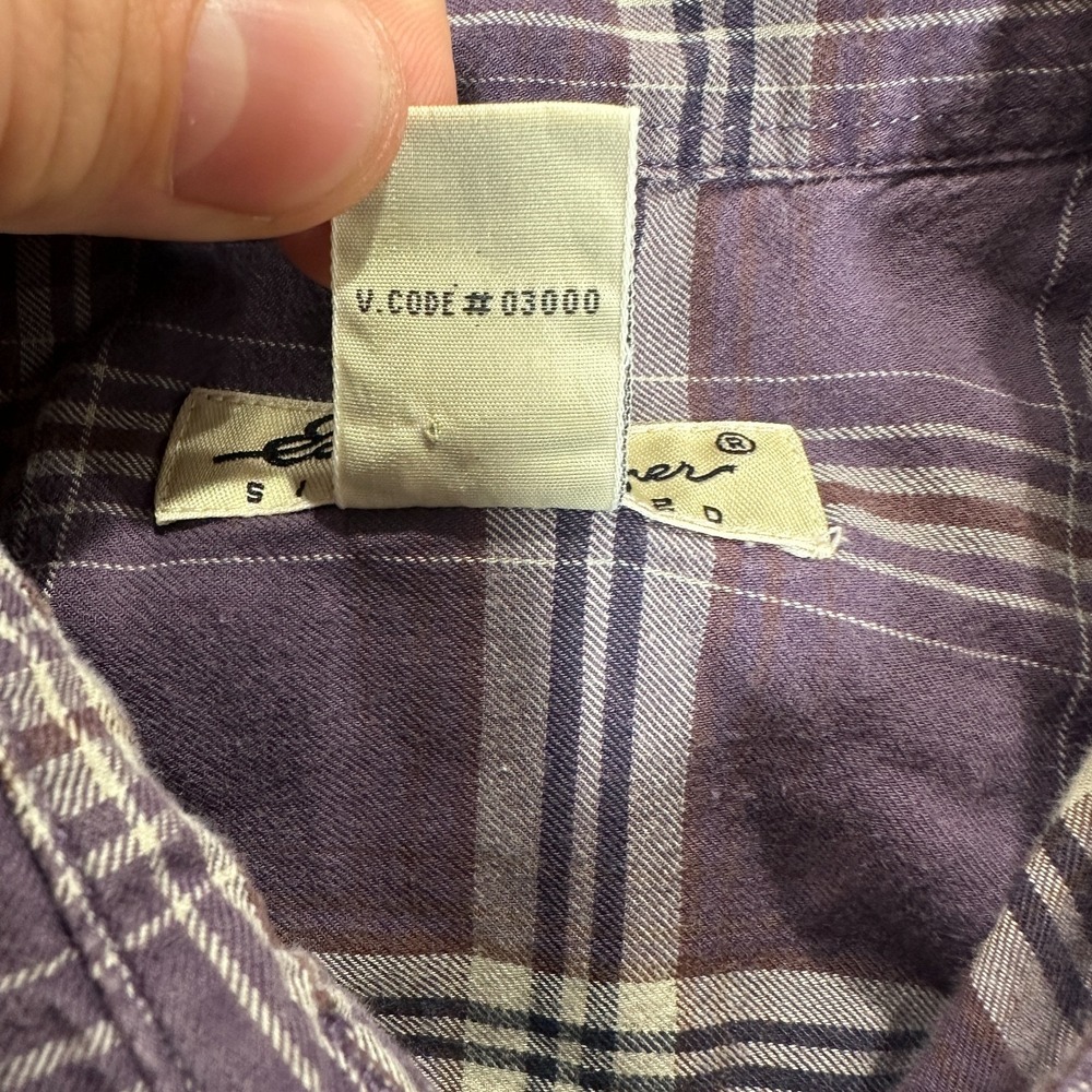 Eddie Bauer Flannel Shirt Womens XS Purple Plaid Long Sleeve Button-Up Vintage - Picture 6 of 10